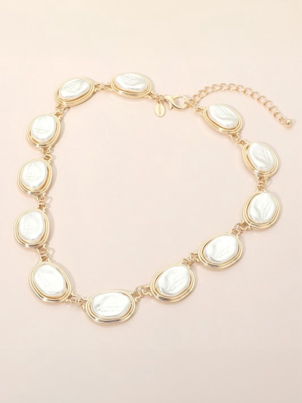 Gold pearl boho western evening stone statement rhinestone beaded necklace